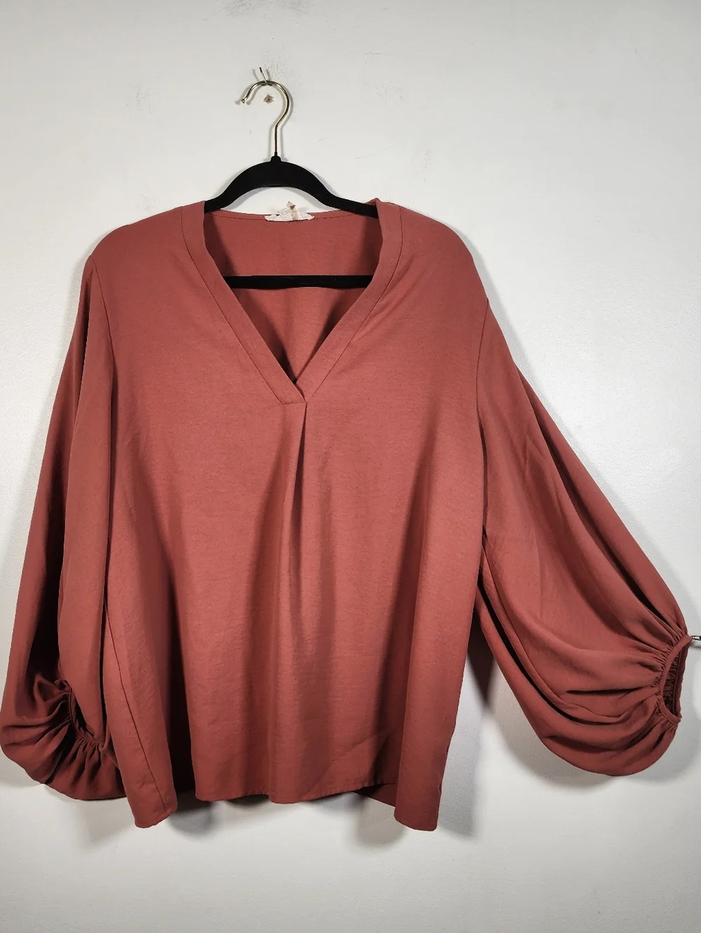 ENTRO Terracotta V-Neck Puff Sleeve Blouse – Bohemian